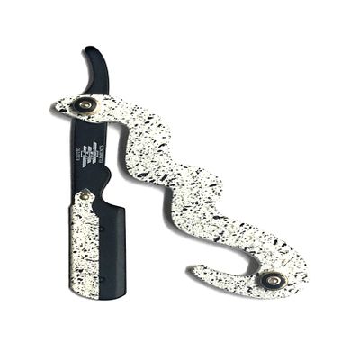 All Purpose Men's Shaving Razor - Snake Texture Design Straight Edge Double Edge Blade - Classic Safety Razor in Black and White