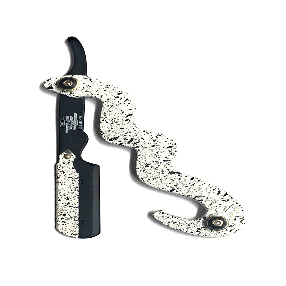 All Purpose Men's Shaving Razor - Snake Texture Design Straight Edge Double Edge Blade - Classic Safety Razor in Black and White