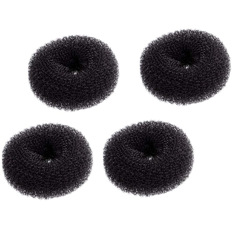 4 Pack Extra Small Hair Bun Maker Mini Chignon Hair Doughnut Shaper Hair Donut Sock Bun Form for Kids, Girls, Short and Thin Hair (Small Size 2.4 Inch, Black)