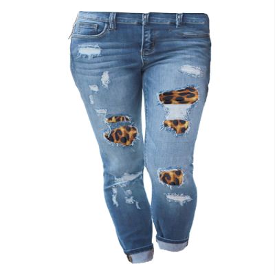 Andongnywell Mid Waist Women Knee Skinny Denim Distressed Ripped Boyfriend Jeans (Blue,Small)