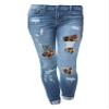 Andongnywell Mid Waist Women Knee Skinny Denim Distressed Ripped Boyfriend Jeans (Blue,Small) view 1