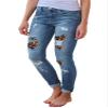 Andongnywell Mid Waist Women Knee Skinny Denim Distressed Ripped Boyfriend Jeans (Blue,Small) view 3