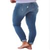 Andongnywell Mid Waist Women Knee Skinny Denim Distressed Ripped Boyfriend Jeans (Blue,Small) view 4