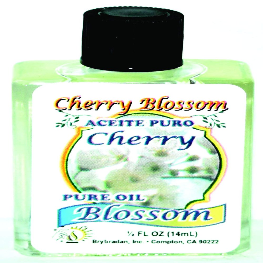 12 PIECES BRYBRADAN CHERRY BLOSSOM PURE OIL FLOR DE CEREZA ACEITE PURO 1/2 FL.OZ. (14.7 ML)