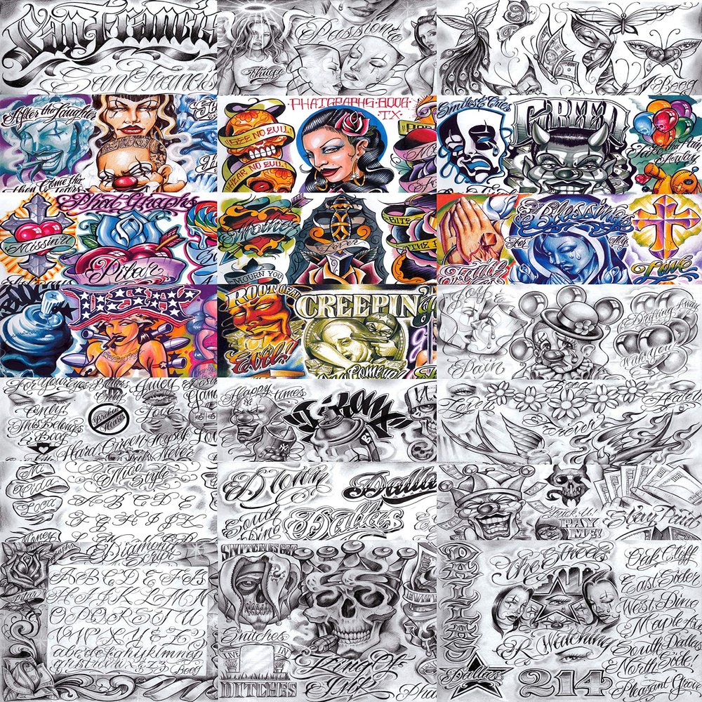 Boog From The Streets With Love Gangsta Style Tattoo Flash 67 Sheets 11x14"