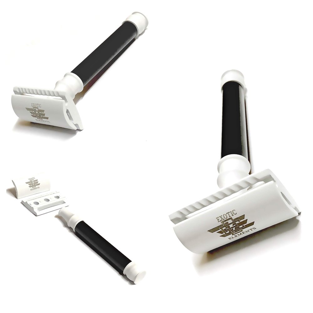 Classic Style Stainless Double Edge Blade Safety Razor - Black and White Finish