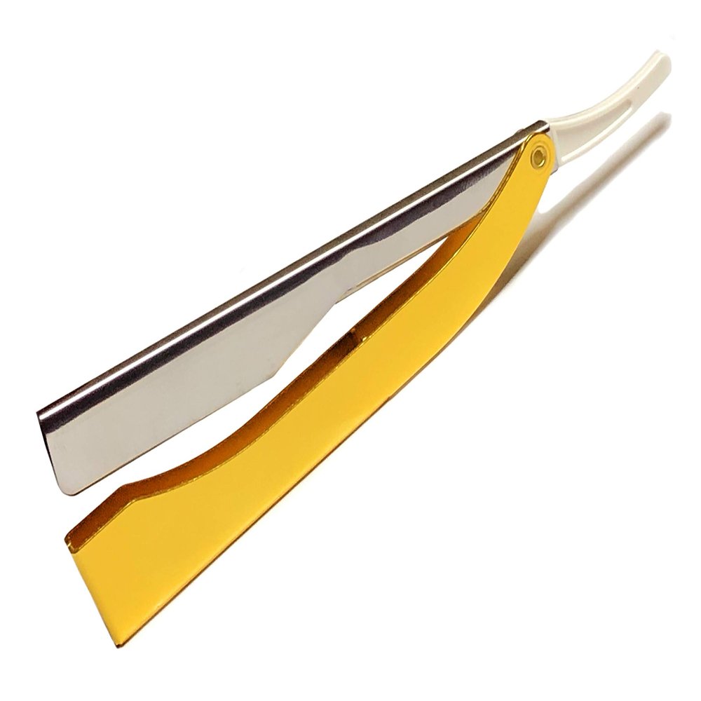 Gold and Silver Barber Salon Straight Edge Razor Cut Throat Shaving Razor Super Lightweight and Smooth Professional and Personal Use Single Edge All Purpose Shaving Razor