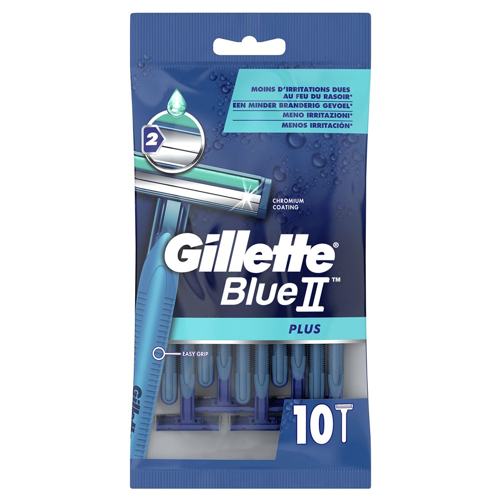 Gillette Blue II Plus Rasoirs Jetables Homme, 10 units