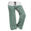 Andongnywell Wide Leg Pants Women Print High Waist Loose Casual Drawstring Trousers (Green,Small) view 1