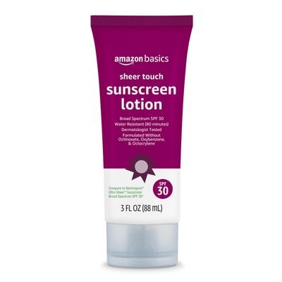Amazon Basics Sheer Face Sunscreen SPF 30, UVA/UVB Protection, Water Resistant (80min), Formulated without Octinoxate & Oxybenzone, 3 fl oz (Pack of 1) (Previously Solimo)