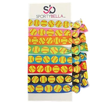 Softball Hair Accessories, Girls Softball Hair Ties, for Softball Player and Softball Teams