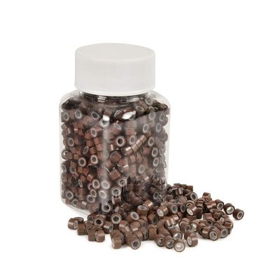 1000Pcs Premium Silicone Micro Link Rings 5mm Lined Beads for I Tip Hair Extensions (1000Pcs, Brown)