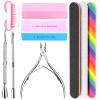 3pcs Double Sided Rectangular Nail File and Buffer, Buffer Block Sponge Polished, Nail Brush, Come with Cuticle Nipper and Pusher, Perfect Manicure Tool Kit for Shiny Nail view 1