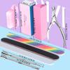 3pcs Double Sided Rectangular Nail File and Buffer, Buffer Block Sponge Polished, Nail Brush, Come with Cuticle Nipper and Pusher, Perfect Manicure Tool Kit for Shiny Nail view 2