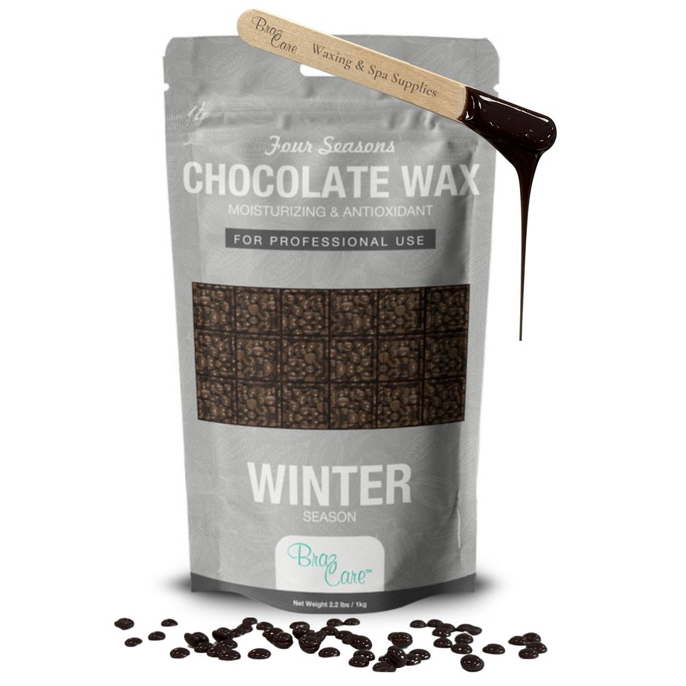 BrazCare Hard Wax Beads for Hair Removal - 2.2lbs - Premium Chocolate Wax for Thin & Fine Hair - All Purpose from Face to Bikini Areas