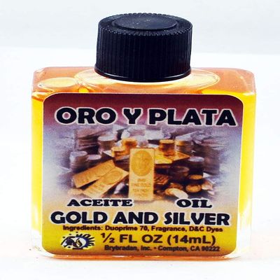 6 Pieces BRYBRADAN Gold & Silver Spiritual Oil ORO & Plata ACEITE ESPIRITUAL -1/2 FL OZ 14.7ML