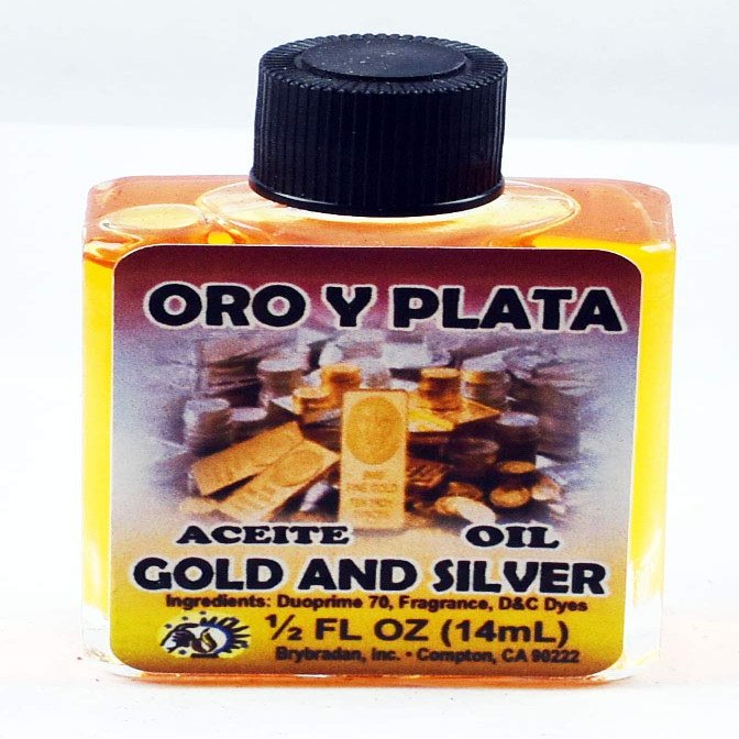 6 Pieces BRYBRADAN Gold & Silver Spiritual Oil ORO & Plata ACEITE ESPIRITUAL -1/2 FL OZ 14.7ML
