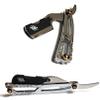 Barber Straight Edge Razor Black Cut-out Latch Silver Steel Hair Shaving Razors view 1