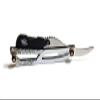 Barber Straight Edge Razor Black Cut-out Latch Silver Steel Hair Shaving Razors view 4