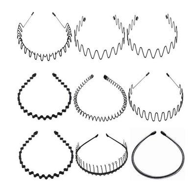 Fodattm 9PCS Unisex Flexible Metal Multi-style Wave Hair Hoop Headband Black Hair Comb Hairband Hair Accessories