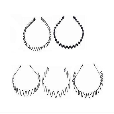 Fodattm Set of 5 Black Flexible Wavy Comb Headband Hairband Headwear Men and Women Metal Hair Band Hair Hoop (A#)