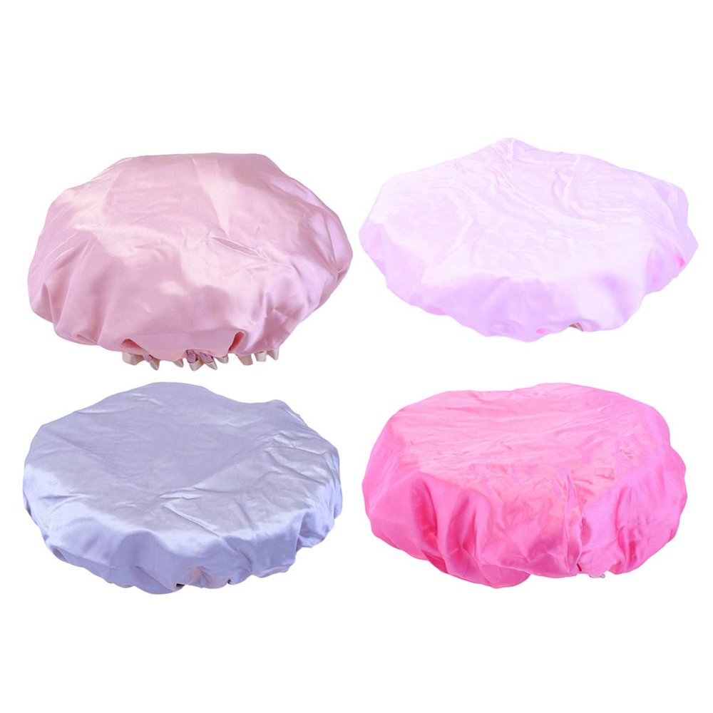4pcs Cap Double Layer Bath Hat Girls Swim Cap Reusable Bath Non Woven s Turbins for Ladies Female Hair Bath Bonnet Swimming Aldult Women's
