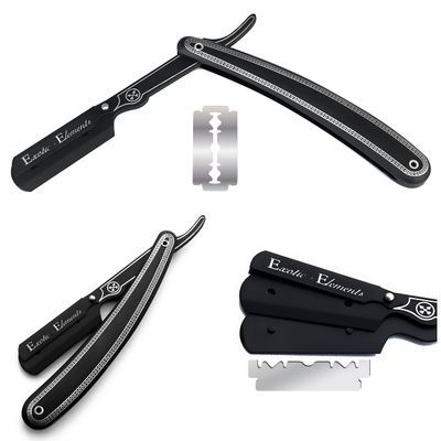 Black and Silver 2021 Design Men's Cut Throat Hair Shaver Safety Razor Straight Edge Razor Blade - Lightweight with Precision compatible with Double Edge Blade for Barbershop Pro Level