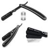 Black and Silver 2021 Design Men's Cut Throat Hair Shaver Safety Razor Straight Edge Razor Blade - Lightweight with Precision compatible with Double Edge Blade for Barbershop Pro Level view 1
