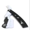 Black And White Pro Barber Straight Edge Razor Folding Knife For Beard Shape Up view 1