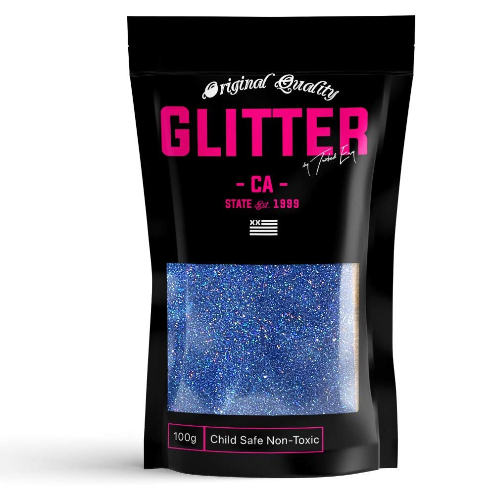 Blue Holographic Premium Glitter Multi Purpose Dust Powder 100g / 3.5oz for use with Arts & Crafts Wine Glass Decoration Weddings Cards Flowers Cosmetic Face Body Nails (Packaging May Vary)