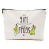 Blue Leaves Frog Makeup Bag Gifts for Frog Lovers Women Girls Frogs Stuff Merch Animal Lover Funny Birthday Christmas Gifts for Daughter Sister Bestie Friends Niece Cousin Just A Girl Who Loves Frogs view 1