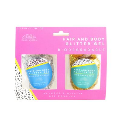 Biodegradable Hair and Body Glitter Gold and Silver