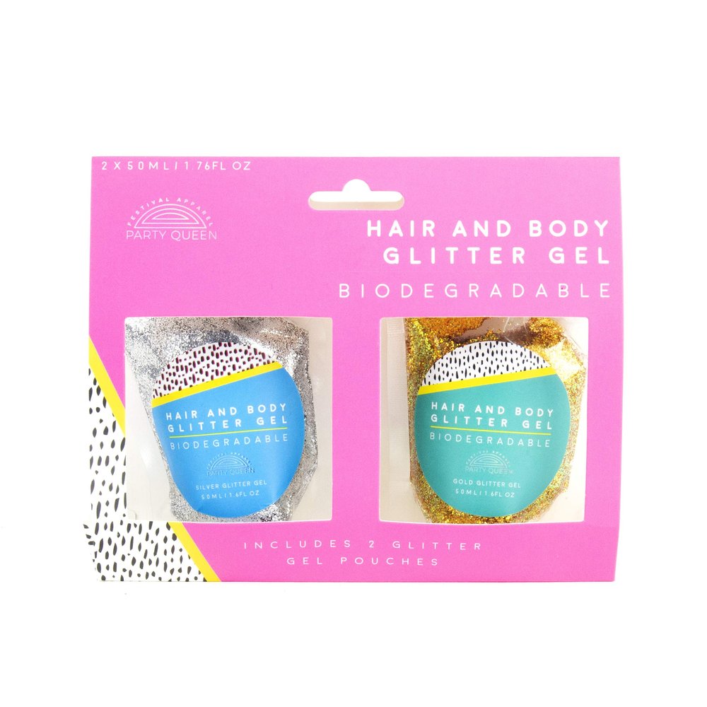 Biodegradable Hair and Body Glitter Gold and Silver