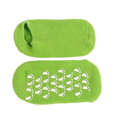2 Pairs Women Men Moisturizing Gel Socks for Soften Cracked Skin Non-Skid Soft Cotton Gripper Socks Spa Moisturizing Socks Feet Care Treatment (Green)