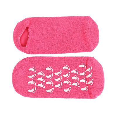 2 Pairs Women Men Moisturizing Gel Socks for Soften Cracked Skin Non-Skid Soft Cotton Gripper Socks Spa Moisturizing Socks Feet Care Treatment (Rose red)