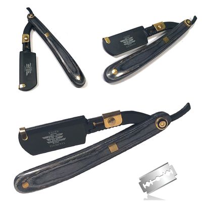 Black & Gold Stylish Stainless Straight Edge Razor Cut Throat Folding Knife  Durable Fits Perfectly Well In Hand  Barbershop/Professional Level Double Edge Hair Shaving Grooming Razor