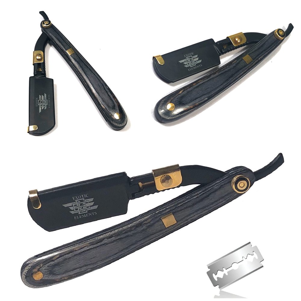 Black & Gold Stylish Stainless Straight Edge Razor Cut Throat Folding Knife Durable Fits Perfectly Well In Hand Barbershop/Professional Level Double Edge Hair Shaving Grooming Razor