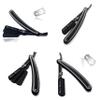 Barber Grooming Haircutting Shaving Single Edge Folding Knife - Cut Throat Beauty Razor Blade Folding Style Pro Level Straight Edge Razor Light & Durable  Fits Double Edge Blades Black & White view 1