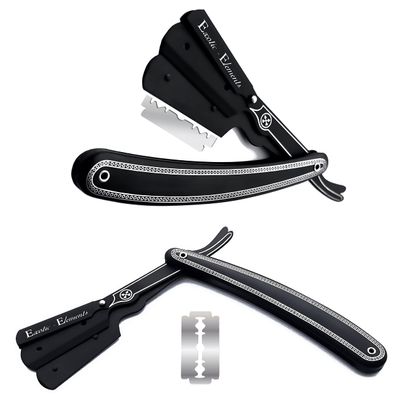 All Purpose Durable Lightweight Shavette Cut Throat Shaving Razor in Black & Silver  For Barbers Beauty Salons Beauty Parlors and Personal  Straight Edge Double Edge Hair Shaving Razor