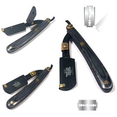 Cut Throat Folding Knife Straight Edge Multi-Purpose Shaving Razor in Stylish Updated Design  Barbershop Professional Level Straight Edge Razor  Full Double Edge Blade Holder  Light and Durable