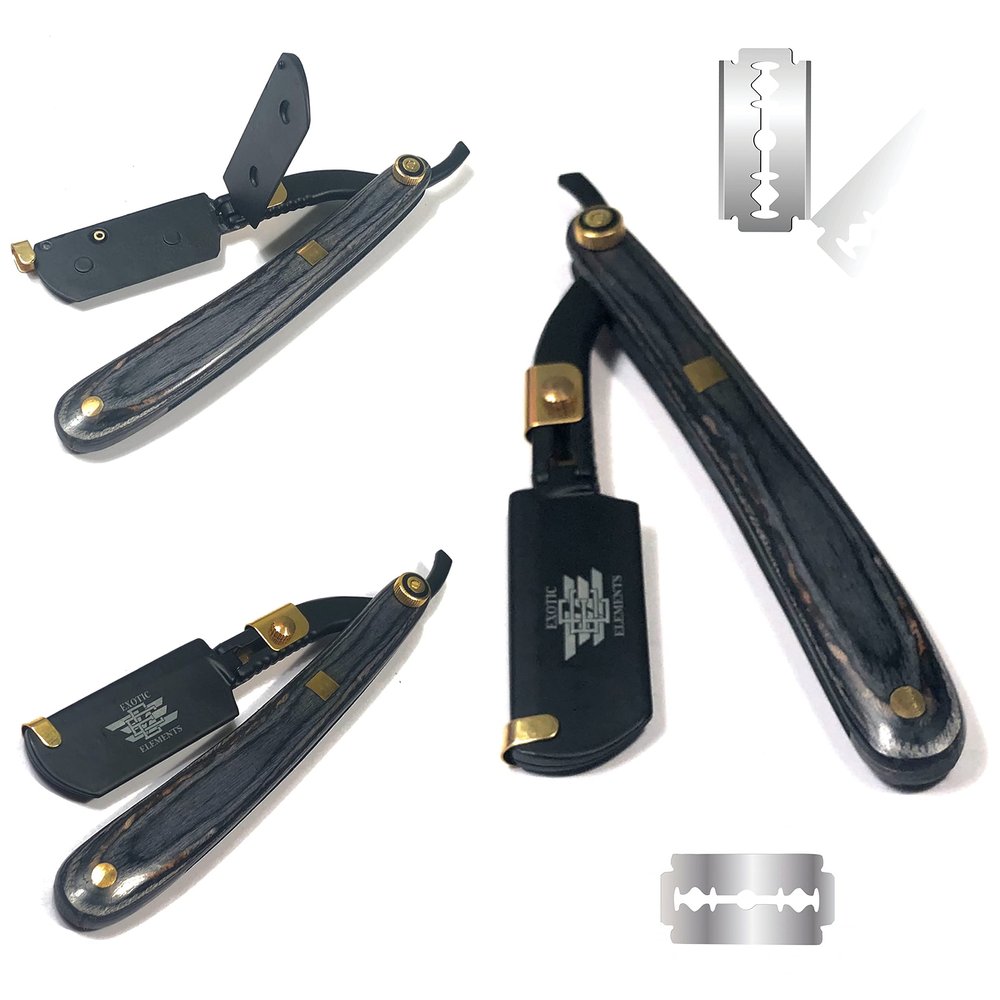 Cut Throat Folding Knife Straight Edge Multi-Purpose Shaving Razor in Stylish Updated Design  Barbershop Professional Level Straight Edge Razor  Full Double Edge Blade Holder  Light and Durable