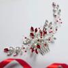 Aimimier Bridal Red Crystal Hair Comb Ruby Hair Vine with Comb Pearl Hair Piece Prom Party Festival Wedding Hair Accessories for Women and Girls view 1