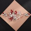 Aimimier Bridal Red Crystal Hair Comb Ruby Hair Vine with Comb Pearl Hair Piece Prom Party Festival Wedding Hair Accessories for Women and Girls view 3