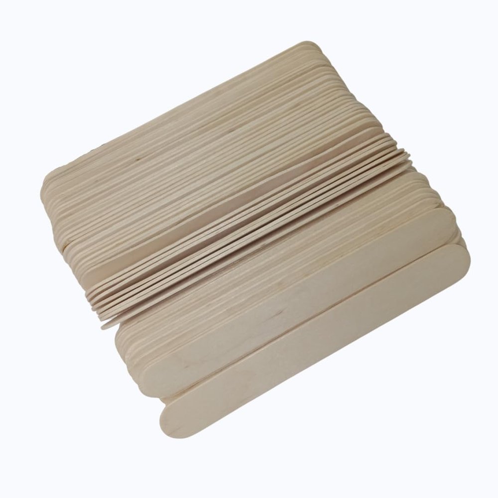 Essenavita Large wooden wax sticks 100 pack 6" x 3/4" body hair removal waxing applicators birchwood wood