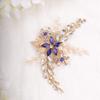 Aimimier Bridal Sapphire Crystal Hair Comb Pearl Blue Crystal Leaf Marquise Hair Piece Prom Party Festival Wedding Hair Accessories for Women and Girls (Gold) view 2