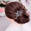 Aimimier Bridal Sapphire Crystal Hair Comb Pearl Blue Crystal Leaf Marquise Hair Piece Prom Party Festival Wedding Hair Accessories for Women and Girls (Gold) view 3
