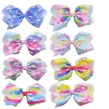 8Pcs 8Inches Large Hair Bow Clip Children's Easter Bow Headdress Hair Clip Baby Hairpin Hair Clamps Hair Buckle for Baby Girls Teens Toddlers, Color Random