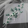 Aimimier Bridal Emerald Hair Vine with Comb Green Crystal and Pearl Hair Comb Boho Wedding Hair Accessories for Women and Girls view 1