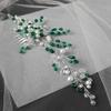 Aimimier Bridal Emerald Hair Vine with Comb Green Crystal and Pearl Hair Comb Boho Wedding Hair Accessories for Women and Girls view 2