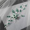 Aimimier Bridal Emerald Hair Vine with Comb Green Crystal and Pearl Hair Comb Boho Wedding Hair Accessories for Women and Girls view 3
